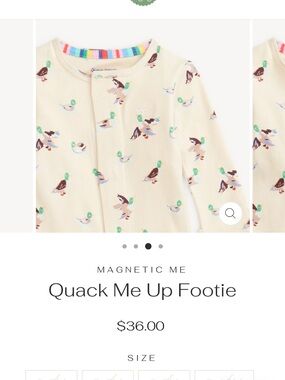 Magnetic Me Cream Duck Print Footie with Colorful Trim